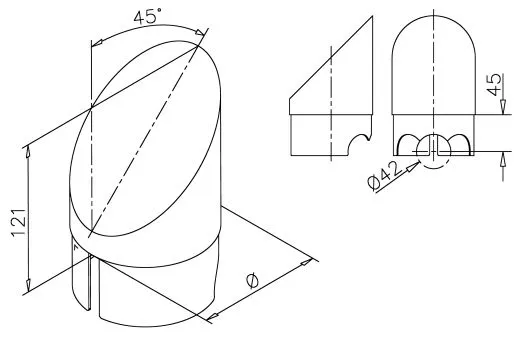 Messing Design Rohr 101,6mm Endkappe schr�g