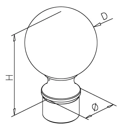 Messing Design Rohr 38,1 mm Zier-Endkugel