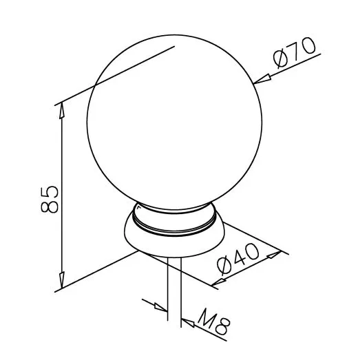 Messing Design Universal Endkugel 70 mm