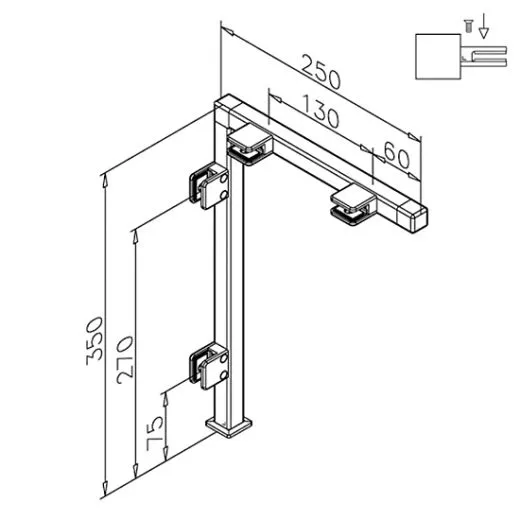 Hustenschutz Pfosten Anthrazit schwarz 20x20 - 20-132120 - links