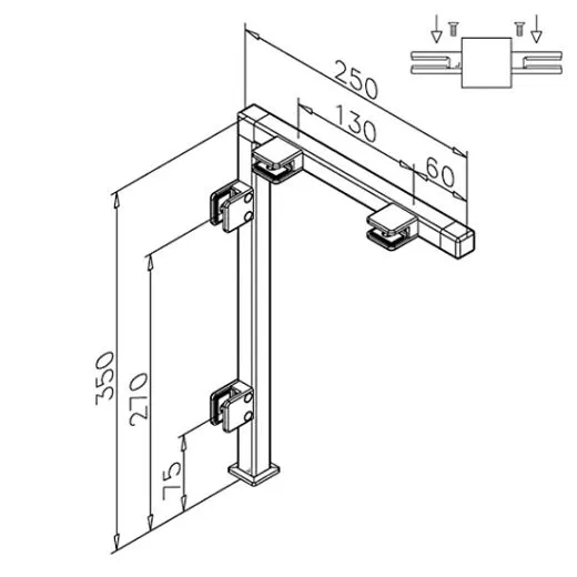 Hustenschutz Pfosten Anthrazit schwarz 20x20 - 20-132220 - mitte