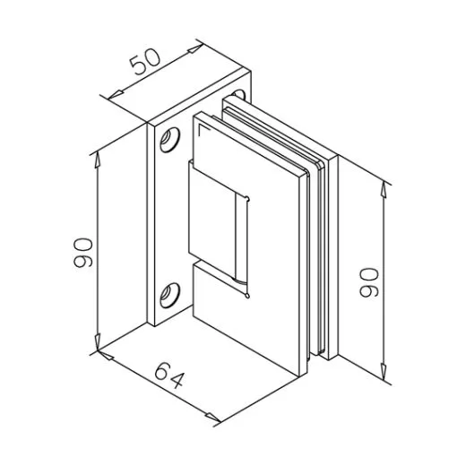 Messing matt Design Glast�rscharnier zweiseitig Wand - Glas