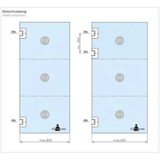 Messing matt Design Glast�rscharnier zweiseitig Wand - Glas