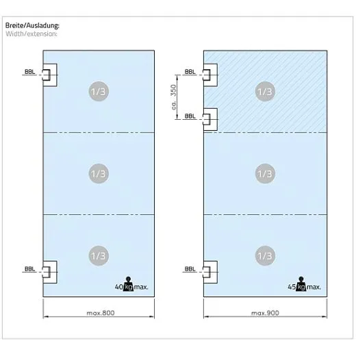 Messing matt Design Glastrscharnier einseitig Wand - Glas