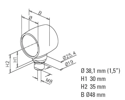 Messing Design Rohr 38,1 mm Kugelrohradapter 1x90