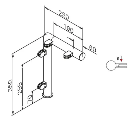 Hustenschutz Pfosten 20-130-25 links - Rohr  25.4 mm - Anthrazit Design