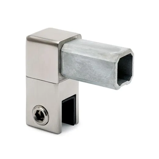 Edelstahl Design Vierkant 20x20 mm Glas-Rohrhalter 90