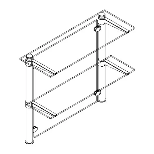 Messing Design Rohr 25,4 mm Glasbodenhalter - 300 mm
