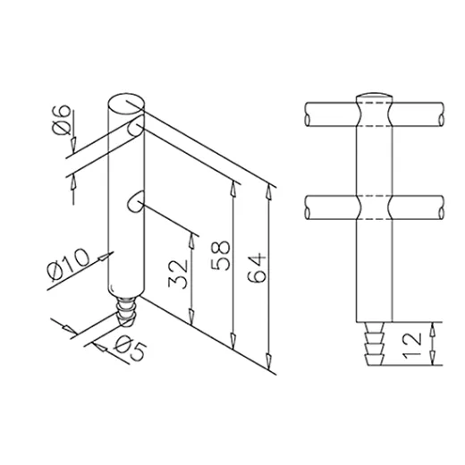 Messing Design MiniRail Mittelst�tze 11666 f�r Stab 6mm