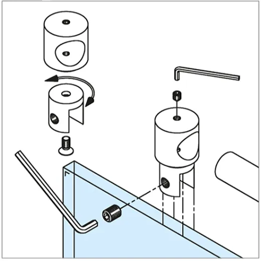 Edelstahl Design - �19mm - 1.500mm - Duschwand-Stabilisationsset 90�