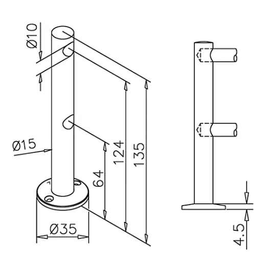 Messing Design MiniRail Endst�tze 11551 f�r Stab 10mm