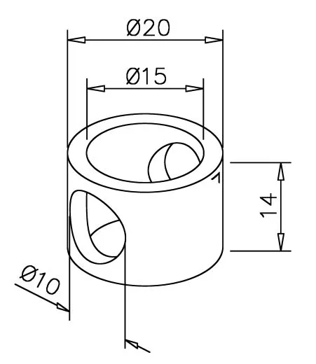 Messing Design MiniRail Adapter Mittelst�ck f�r Stab 10mm