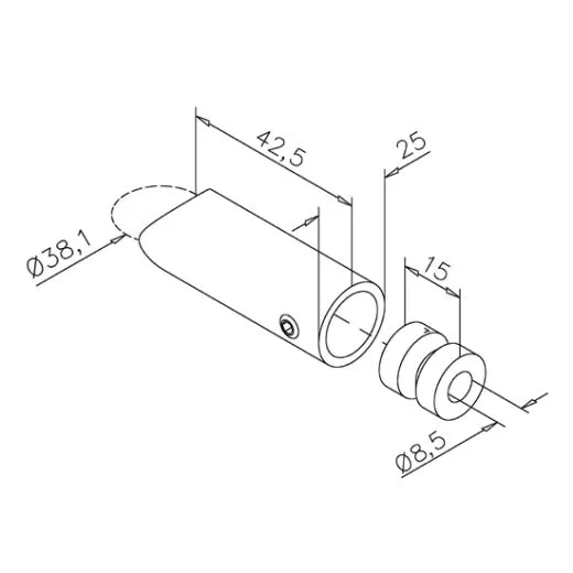 Messing matt Design Abstandshalter flach f�r Rohr 38,1 mm