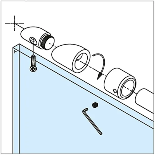Edelstahl Design - 19mm - 1.250mm - Duschwand-Stabilisationsset 45
