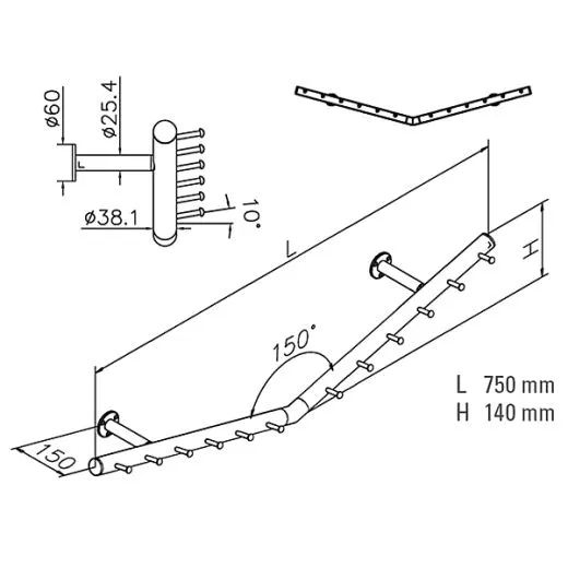 Wurstgehnge 20-7130-075 - Rohr  38.1 mm - Anthrazit Design - 750 mm