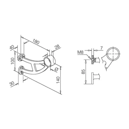 Chrom Design Fusslaufsttze Rohr 38,1 mm 20-0102
