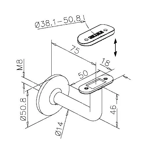 Chrom Design Handlaufhalter glatt & Rohr Blindmontage