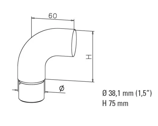 Chrom Design Rohr 38,1 mm Endbogen