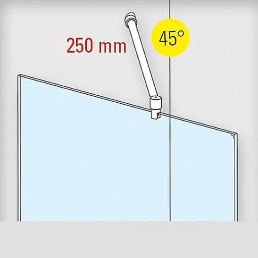 Chrom Design - 19mm - 250 mm - Duschwand-Stabilisationsset 45