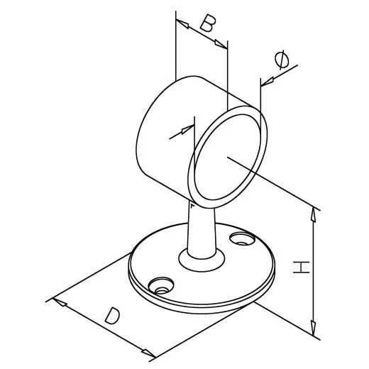 Chrom Design End-Rohrhalter fr Rohr 25,4 mm