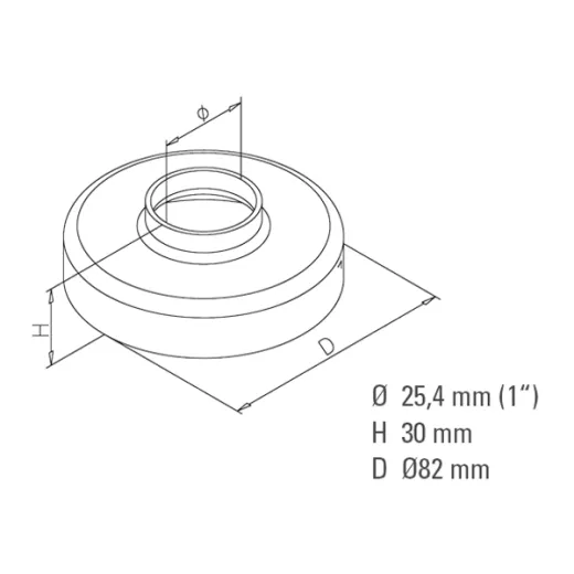 Messing matt Design Rohr 25,4 mm Abdeckkappe Innenrohrflansch