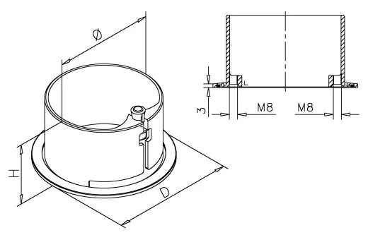 Chrom Design Rohr 76,2 mm Rohrbefestigungshlse