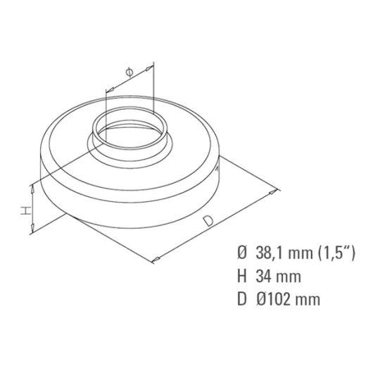 Messing matt Design Rohr 38,1 mm Abdeckkappe Innenrohrflansch