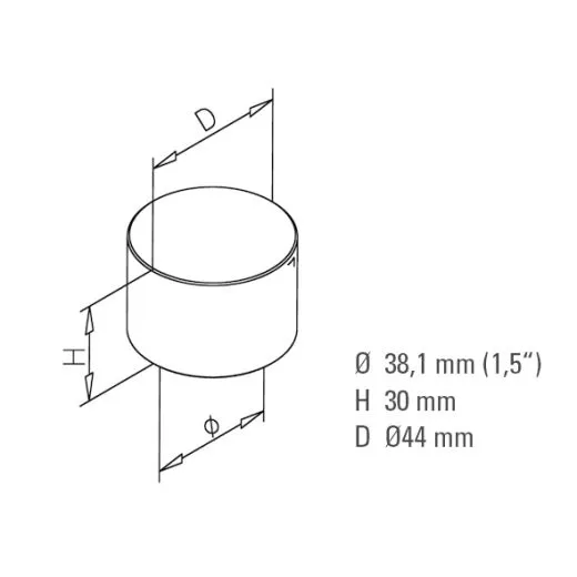 Messing matt Design Rohr 38,1 mm Aufsteck Endkappe flach
