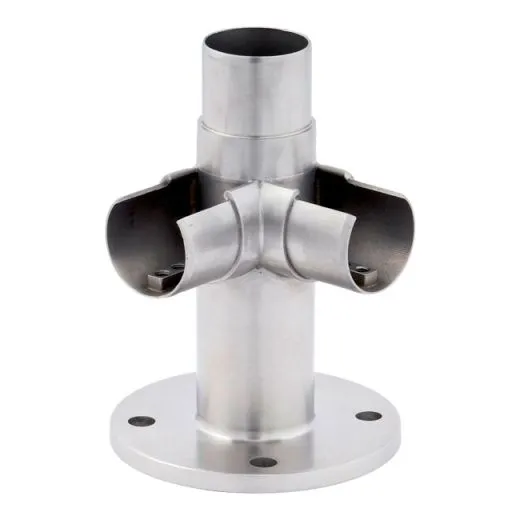Edelstahl Bodenhalterung Eckwinkel Nutrohr  48,3 mm