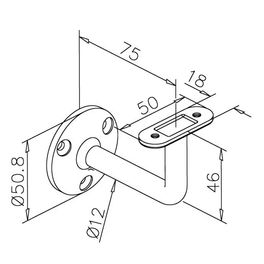 Handlaufst�tze f�r gerade Auflage - Schraubmontage