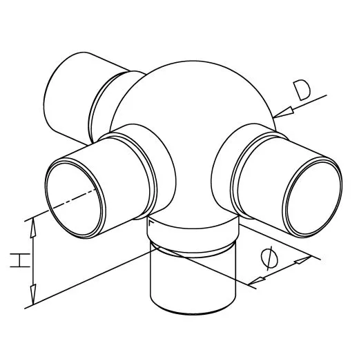 Chrom Design Rohr 25,4 mm Kugelrohrverbinder T +1x90�