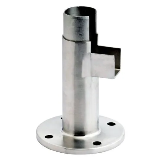 Edelstahl Bodenhalterung Endstck fr Nutrohr  48,3 mm