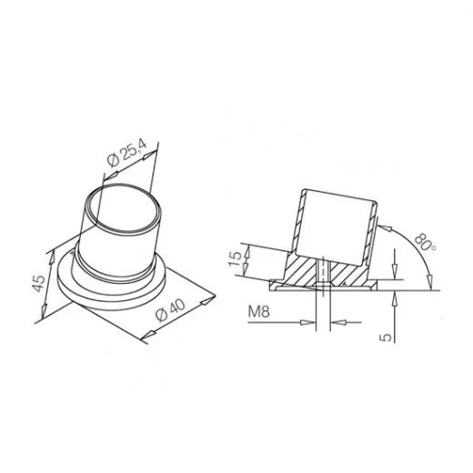 Chrom Design Rohrverbinder 80 fr Rohr 25,4 mm