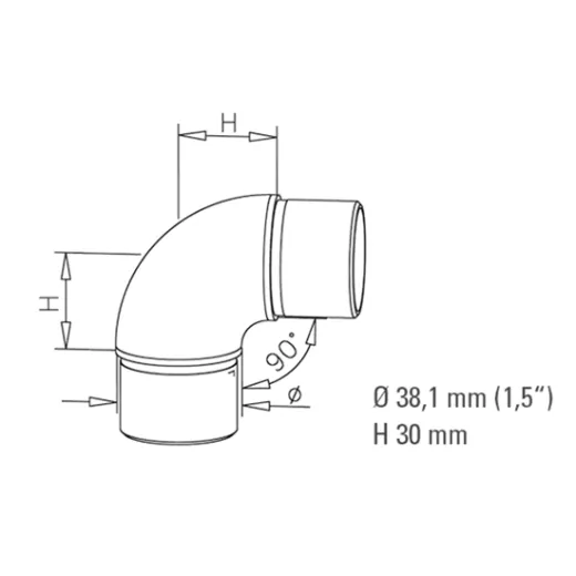 Chrom Design Rohrbogen 90 fr Rohr 38,1 mm