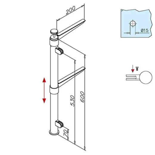 Hustenschutz Pfosten 20-112-38 rechts - Rohr  38.1 mm - Messing matt Optik