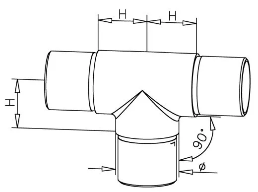 Chrom Design Rohrverbinder T f�r Rohr 38,1 mm