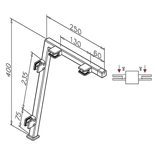 Hustenschutz Pfosten 20-122-20 mitte - Rohr 20x20 mm - Edelstahl Design