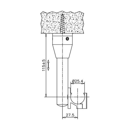 Edelstahl matt Design Rohrhalter Decke f�r Rohr 25,4 mm