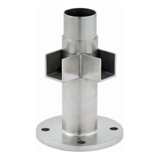 Edelstahl Bodenhalterung Eckstck Nutrohr  48,3 mm