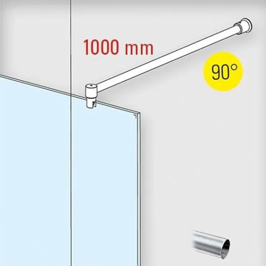 Edelstahl Design - 19mm - 1.000mm - Duschwand-Stabilisationsset 90