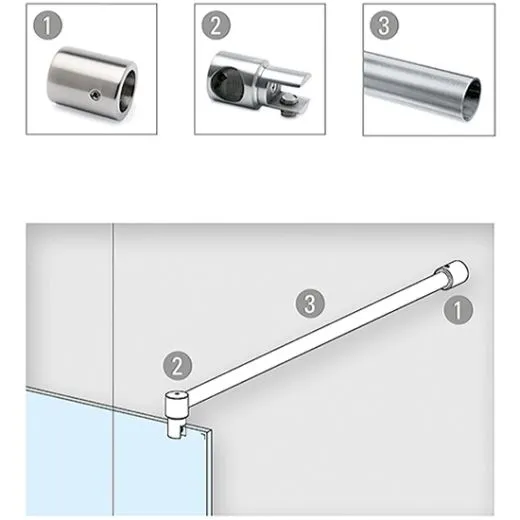 Edelstahl Design - 19mm - 1.000mm - Duschwand-Stabilisationsset 90