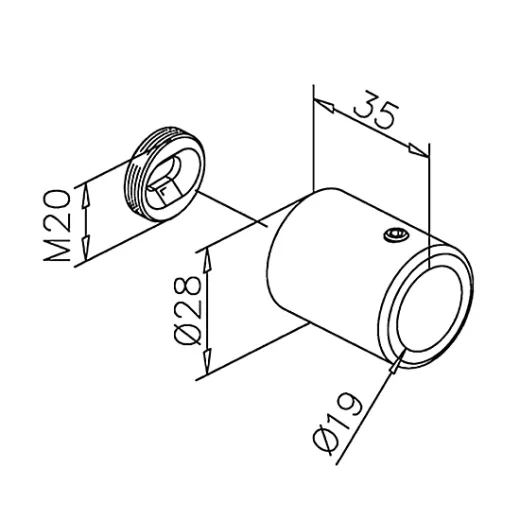 Edelstahl Design - 19mm - 1.000mm - Duschwand-Stabilisationsset 90