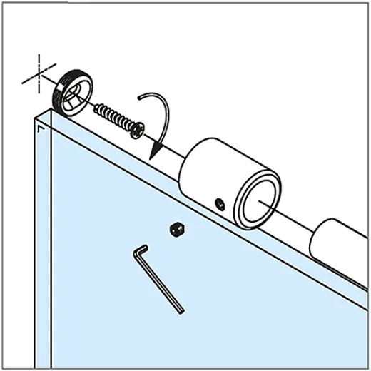 Edelstahl Design - 19mm - 1.000mm - Duschwand-Stabilisationsset 90