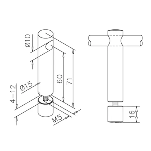 Chrom Design MiniRail Mittelst�tze 11811 f�r Stab 10mm