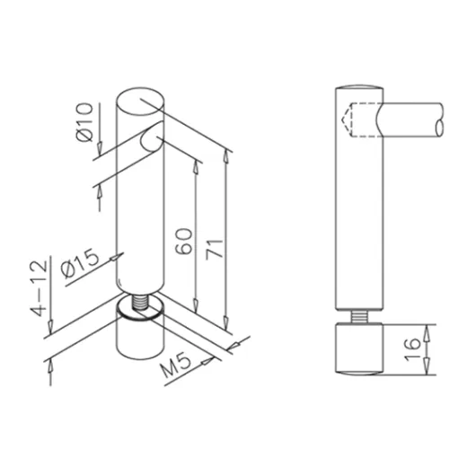 Chrom Design MiniRail Endst�tze 11801 f�r Stab 10mm