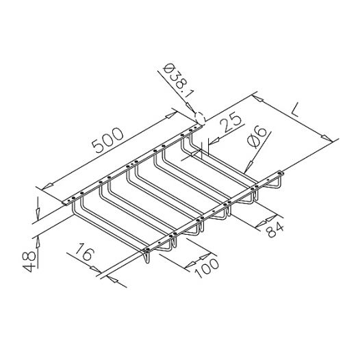 Messing Design matt - Glserhalter 400 mm - 5 fach