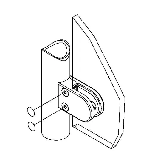 Edelstahl Dsgn Glasklemme 27 - Rohr 38,1 mm - Glas 6-8,76 mm