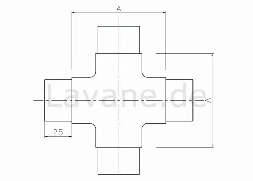 Edelstahl Rohrverbinder Kreuz f�r Edelstahlrohr 42,4 mm