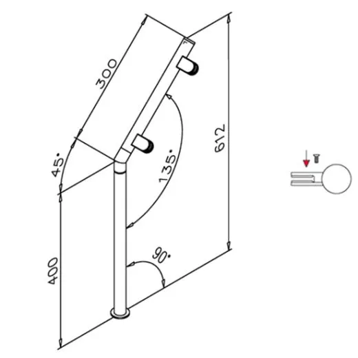 Hustenschutz Pfosten 20-171-25 rechts - Rohr  25.4 mm - Messing matt Optik