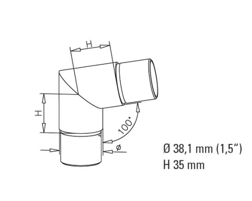 Anthrazit Design Rohrwinkel 80� f�r Rohr 38,1 mm